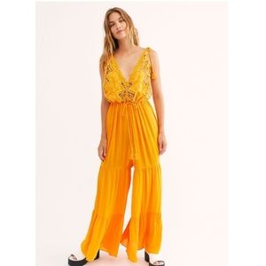 Free People Wide Leg Jumpsuit S New Orange Summer